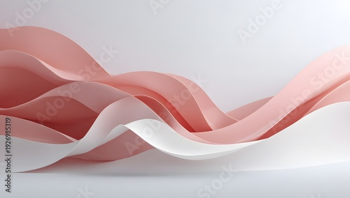 Beautiful and simple composition of pink and white paper waves creating an elegant and modern abstract background
