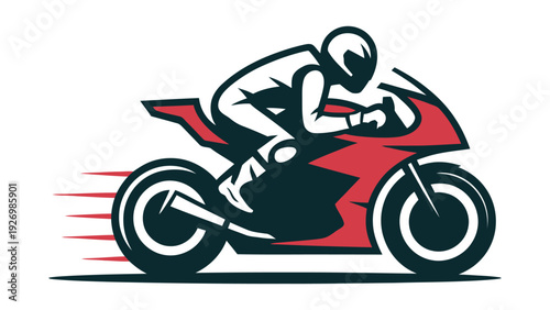 Dynamic rider leaning into a high-speed turn on a sleek red sports motorcycle