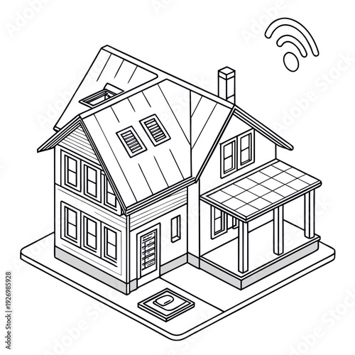 A house with a wifi signal coming out of it