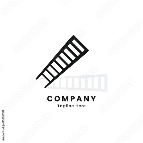Minimalist Staircase and shadow Logo Vector Illustration – Sloping staircase symbol