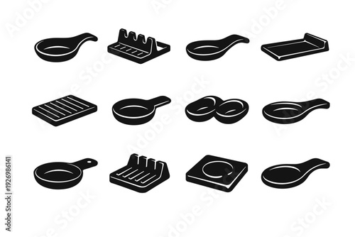 Kitchen ceramic icon image shapes rest vector generation simple accessory construction design