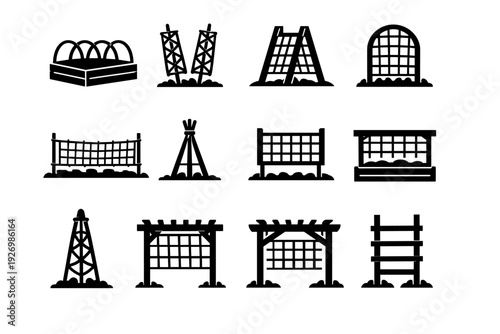 Structure practical image generation icon simple trellis functional vector plant base aid