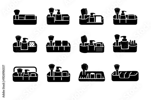 Dishwashing kitchen generation silhouette utility vector image functional holder helper icon sink