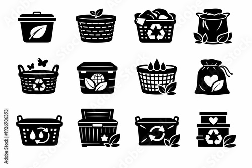 Bin vector simple generation icon sustainable conscious marker environmental living care image