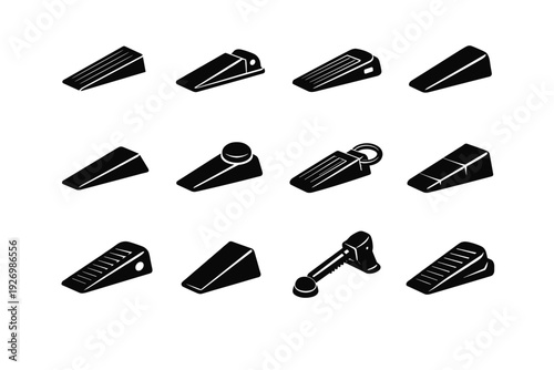 Floor stopper vector icons plastic durable wedge accessory door design forms icon