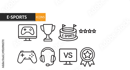 E sports icons and gaming symbols