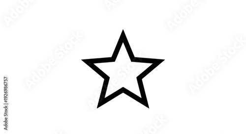 A simple black and white geometric outline of a star shape on a plain background isolated on transparent background, Vector