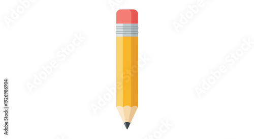 A simple illustration of a classic wooden pencil with a red eraser tip. isolated on transparent background, Vector