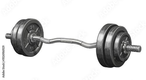 A barbell with weighted plates ready for strength training exercises at the gym. isolated on transparent background, Vector
