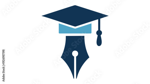 Graduation cap with a quill pen symbolizing academic achievement and writing