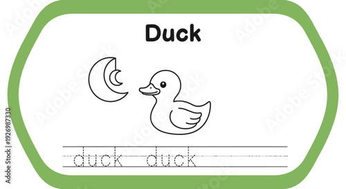 Duck tracing worksheet for kids learning