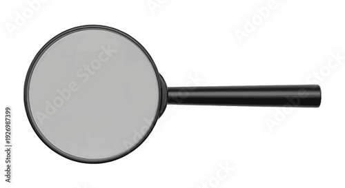 Simple illustration of a stylized magnifying glass with a rounded lens and straight handle isolated on transparent background, Vector