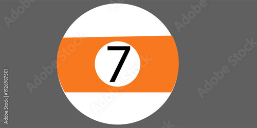 Lotto ball 7. Gambling, graphic elements for website. Yellow ball with number seven. Sphere with shadow, interface elements for games, poster or banner. Realistic isometric vector illustration