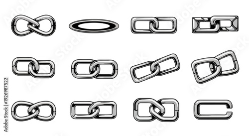 Various abstract shapes connected by lines in a geometric pattern isolated on transparent background, Vector