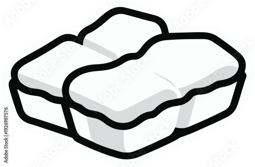 Minimalist frozen chicken nuggets vector sticker, bold black thick clean outline, pure white background, isolated object 2