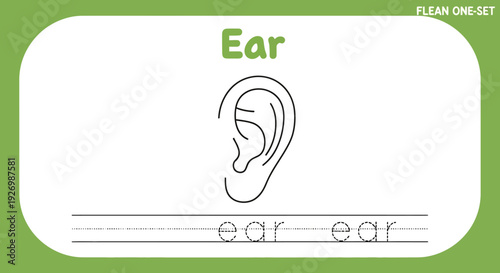Ear tracing worksheet for kids learning