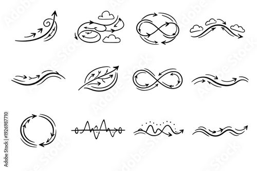 Cycle breath rhythmic cadence route path icon simple timing vector contour generation