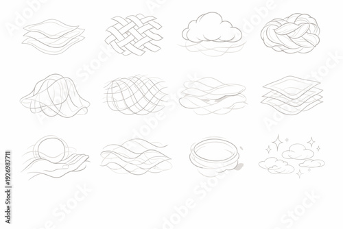 Tender flowing soft field fabric shroud stack handflow icons subtle icon vector