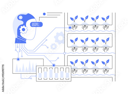 AI-Optimized Hydroponic Farming abstract concept vector illustration.