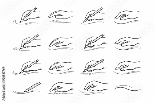 Light freehand gesture soft icon movement drafting image generation simple hand vector