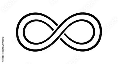 Infinity symbol depicted as a continuous double looped line isolated on transparent background, Vector