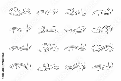 Decorative sweep mark curl vector simple generation image trace stroke caring tender