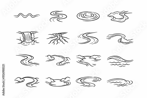 Image vector shoreline path generation mellow flow stream icon river canal sweep