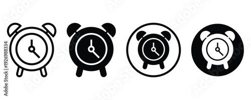 Alarm clock icon symbol set