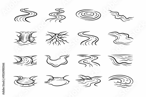Stream outline icon gentle vector image arc ripple generation inlet river calm