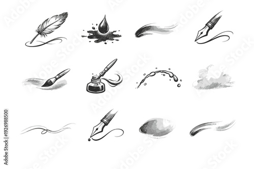 Stroke soft vector flowing simple tone image fade generation muted nib contour