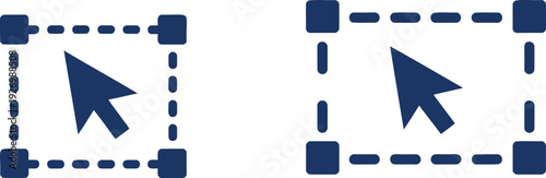 Two dark blue selection boxes with cursors arrow digital