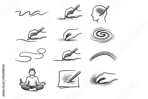 Icon grain outline generation texture path line simple meditative sweep image vector