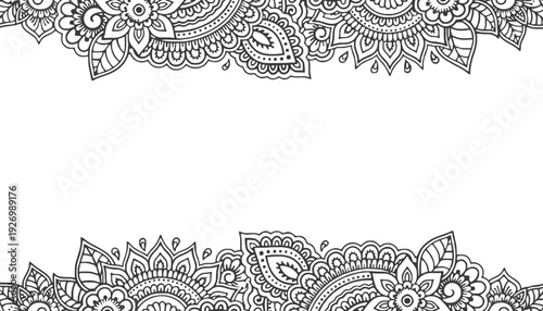 A beautiful mandala floral border design for coloring book pages