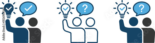 People with idea lightbulb and speech bubbles teamwork