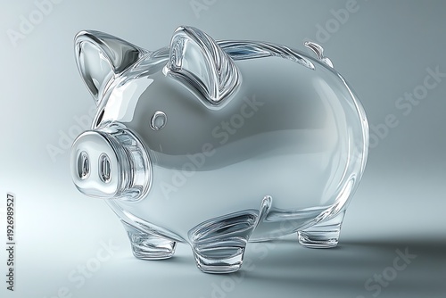 Transparent Piggy Bank: A gleaming, transparent piggy bank symbolizes savings and financial security. This image portrays the clarity and accessibility of achieving financial goals.
