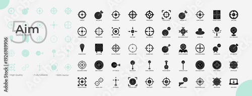 Aim Solid Editable Icons set