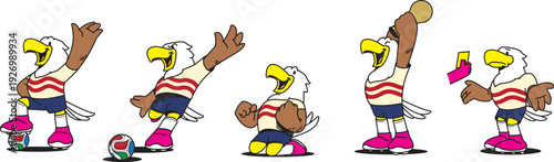 Soccer Player Bald Eagle Mascot for 2026 World Tournament, American Eagle Football Character in Action