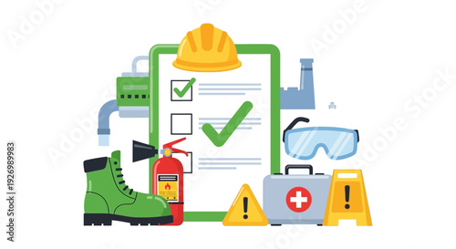 Workplace Safety and Health Compliance Checklist with PPE and Emergency Equipment