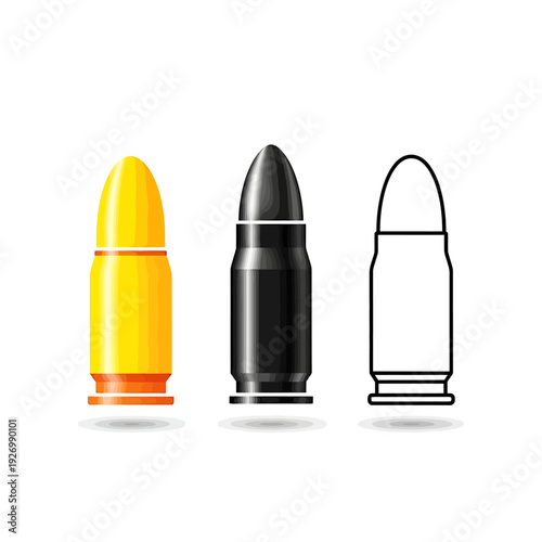 Three bullets in different colors and styles