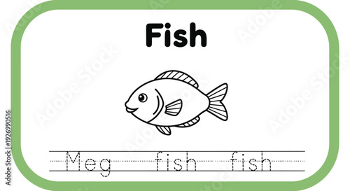Fish coloring page for kids, educational worksheet