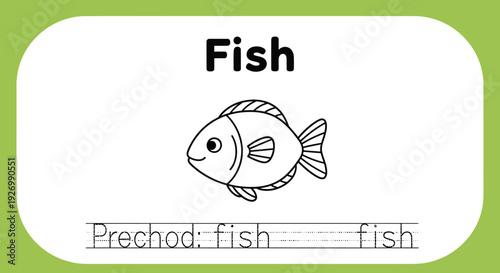 Fish coloring page for kids, outline drawing