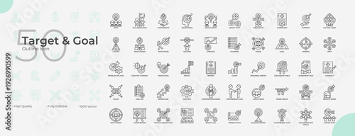 Target And Goal Line Editable Icons set