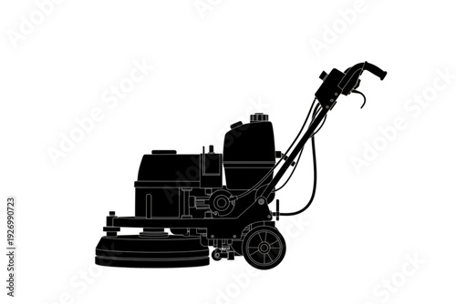 Industrial Floor Scrubber: A silhouette depiction of a robust floor scrubber, engineered for the cleaning of large commercial and industrial spaces.