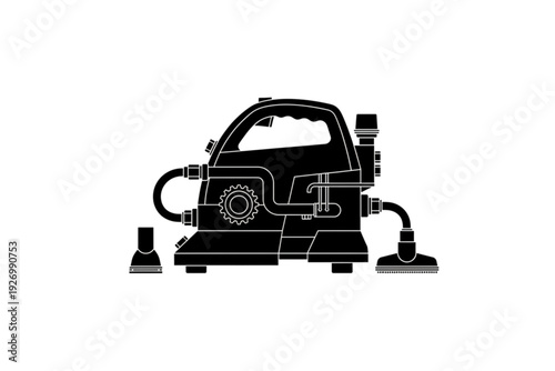 Cleaning Apparatus Silhouette: An abstract representation of cleaning apparatus stands out against the backdrop.
