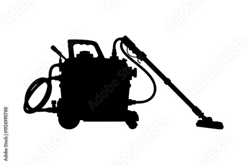 Silhouette of a Industrial Vacuum: A striking silhouette of a heavy-duty industrial vacuum cleaner, a symbol of efficiency and cleanliness. The image captures the robust design.