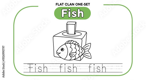 Fish tracing worksheet for kids, learning activity