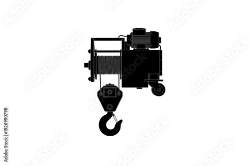 Industrial Hoist Silhouette: A bold silhouette of a heavy-duty industrial hoist, a symbol of power and capability in the construction industry.