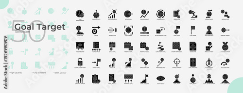 Goal Target Solid Editable Icons set