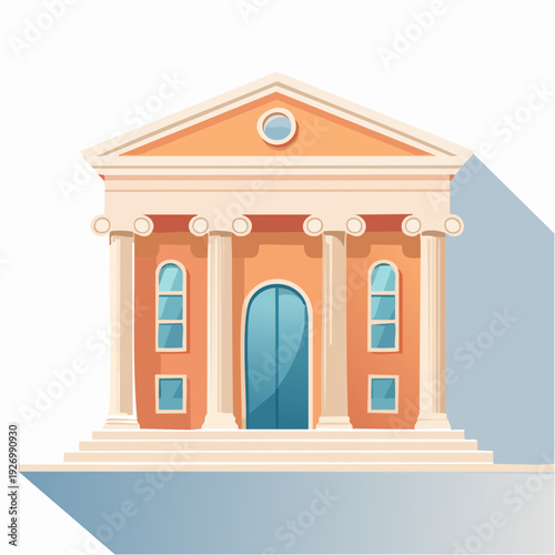 Classical Building with Columns and Archway illustration