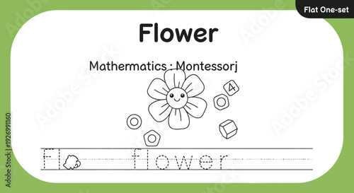 Flower Montessori Math Worksheet for Kids